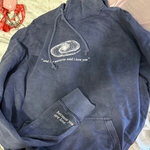 Men's Navy Crewneck Sweater with Cosmic Design